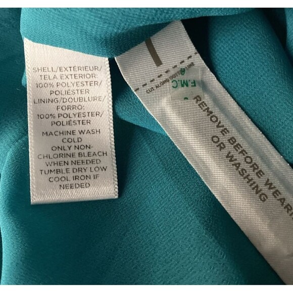 Ann Taylor LOFT Maxi Dress Womens 0 petite Turquoise Floral V Neck Vacation - Picture 12 of 13